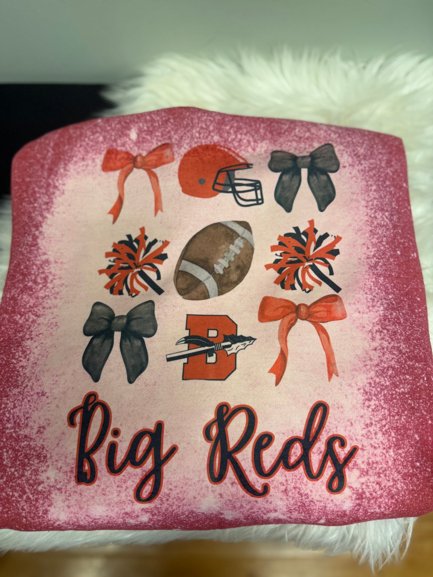 Big Reds Coquette Football Crewneck