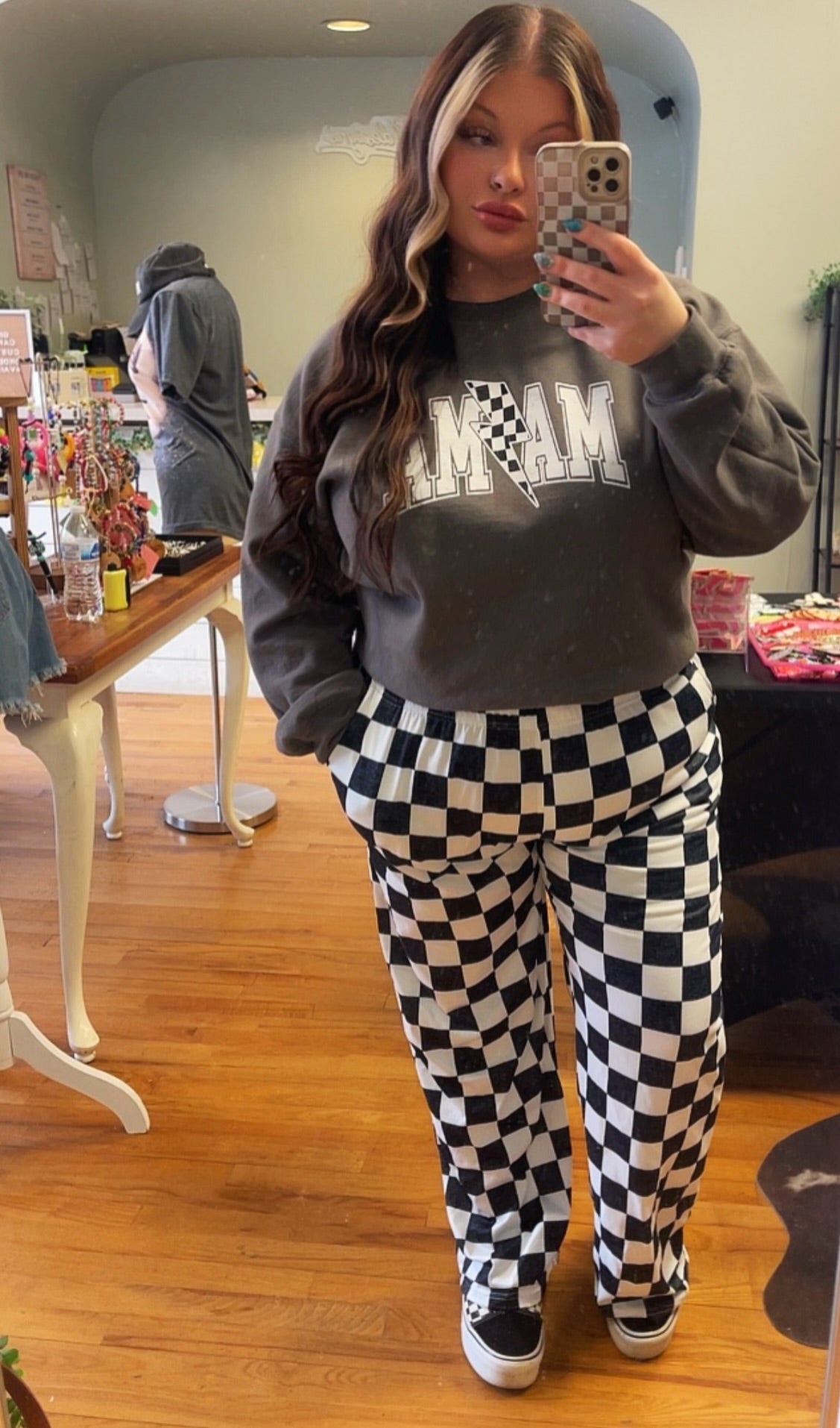 Checkered Stretch Pants