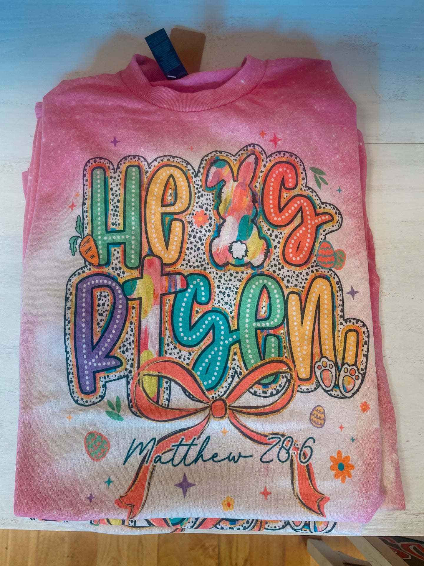 He Is Risen Bleached Tee