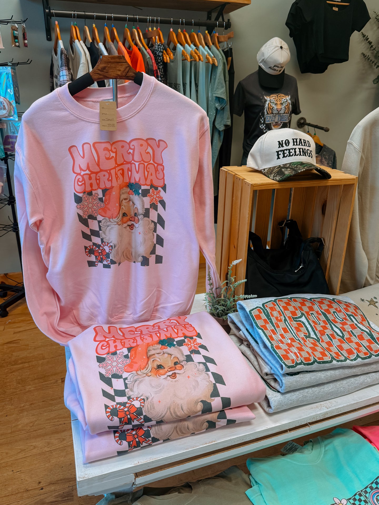 Santa Merry Christmas Crew- Pink