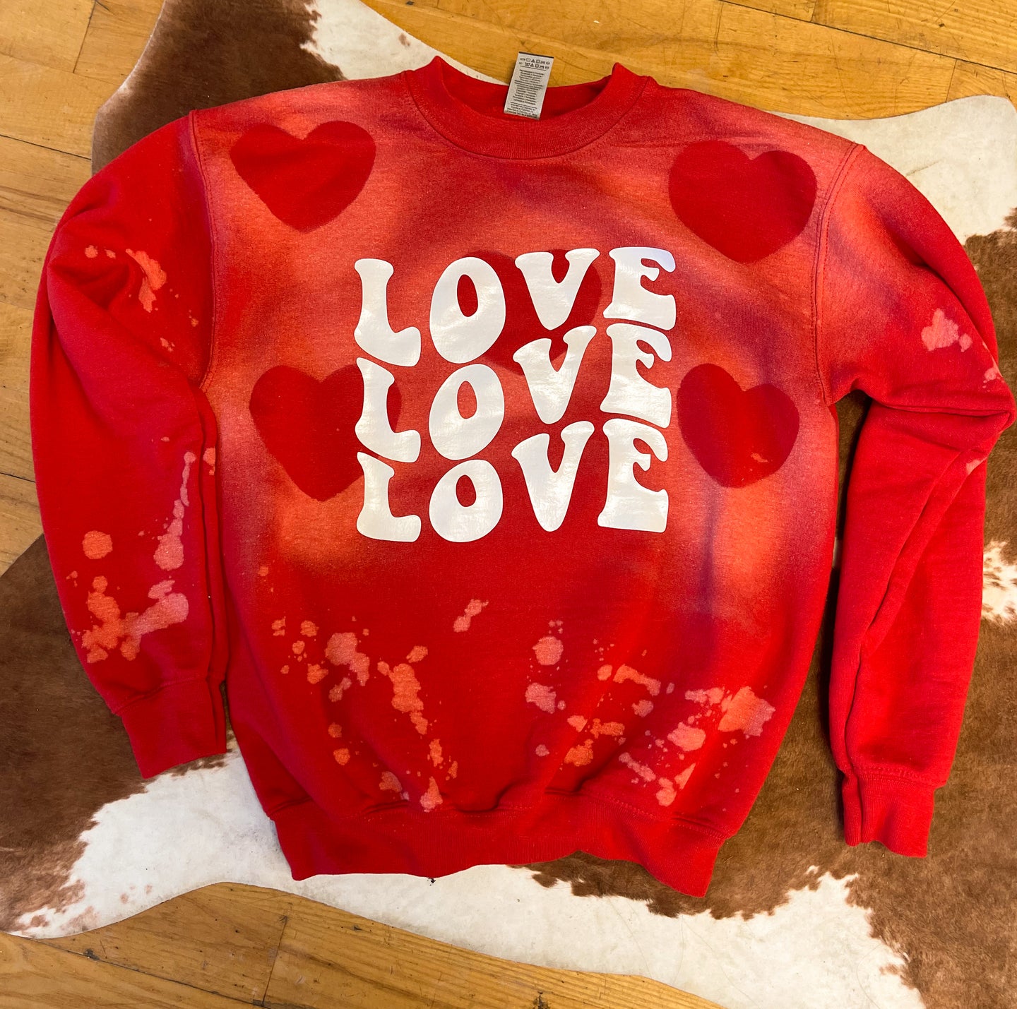YOUTH Love Retro Crewneck with Bleached Hearts